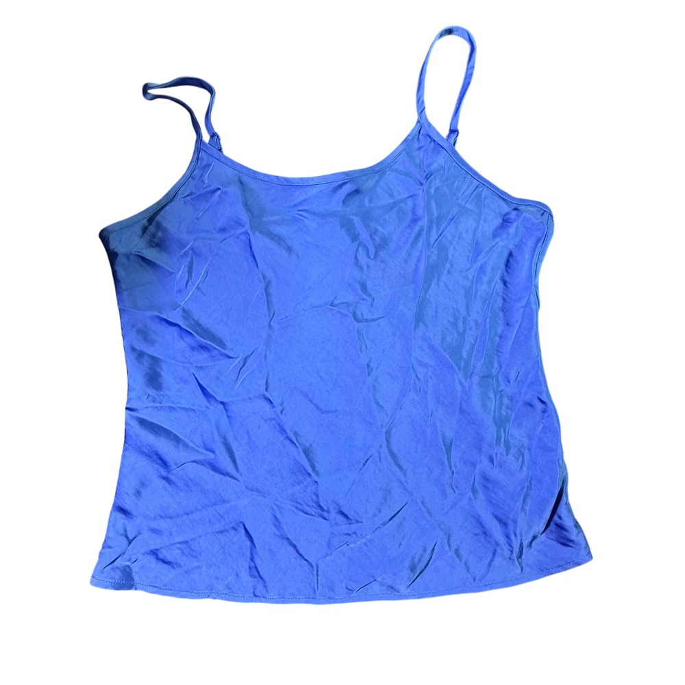 A New Day Women's Blue Camisole Tank Top Satin Feel Lightweight Size‎ M